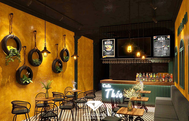 Đèn trang trí Hà Nội - không gian quán cafe vintage
