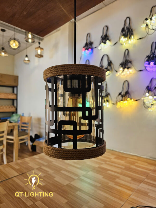 Đèn thả chao sắt đan họa tiết sang trọng- QTlighting