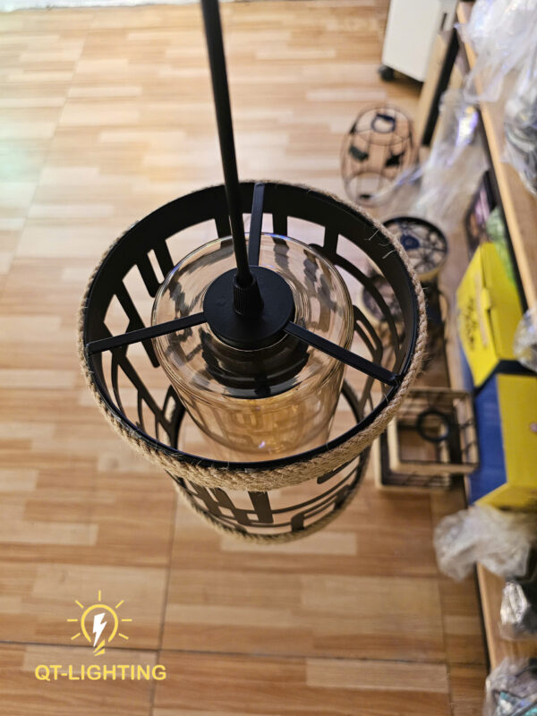 Đèn thả chao sắt đan họa tiết sang trọng- QTlighting