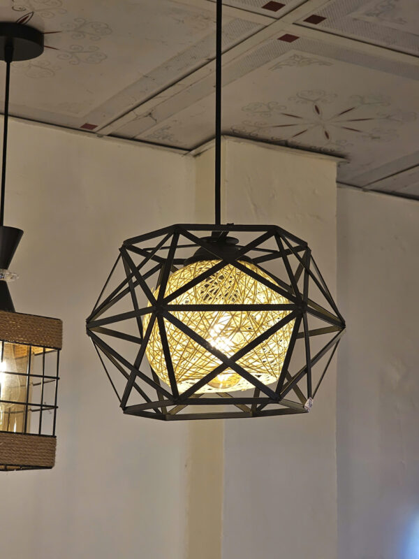 Đèn thả 2 lớp lõi mây vintage - QTlighting