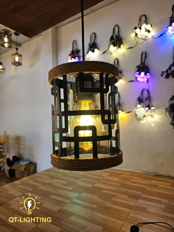 Đèn thả chao sắt đan họa tiết sang trọng- QTlighting