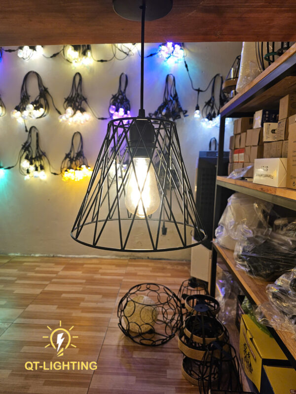 Đèn thả chao sắt đan cách điệu- QTlighting