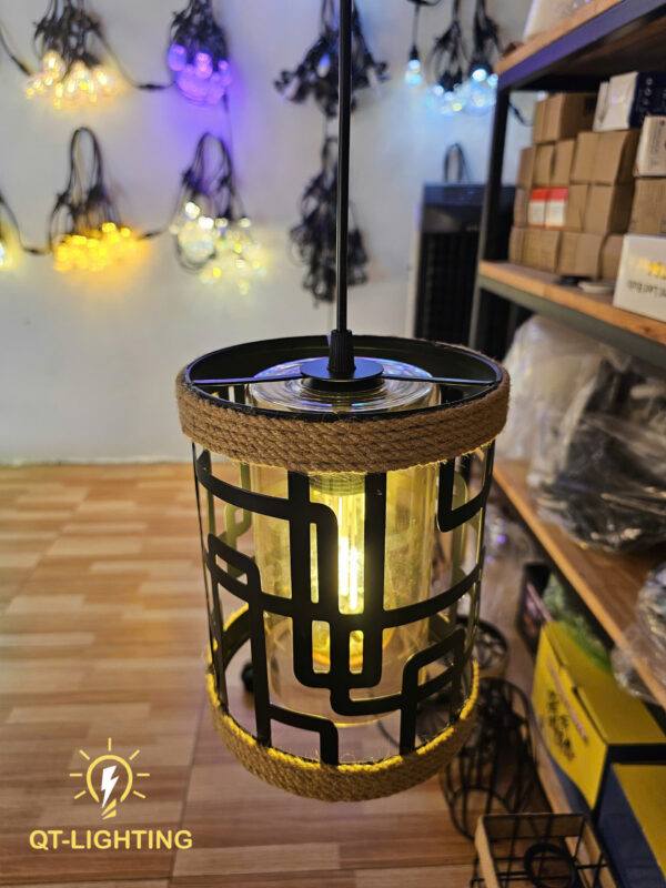 Đèn thả chao sắt đan họa tiết sang trọng- QTlighting