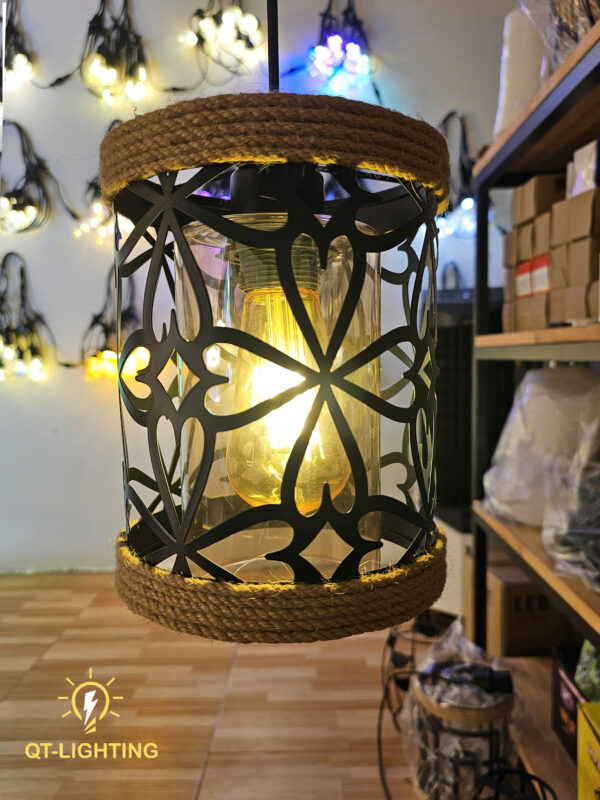 Đèn thả chao sắt đan hoa sang trọng- QTlighting