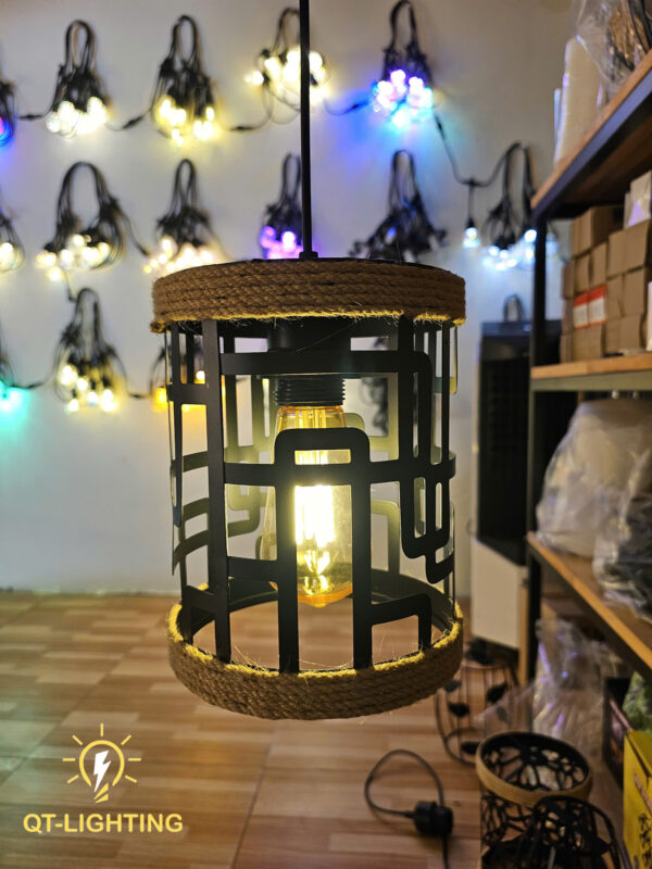 Đèn thả chao sắt đan họa tiết sang trọng- QTlighting