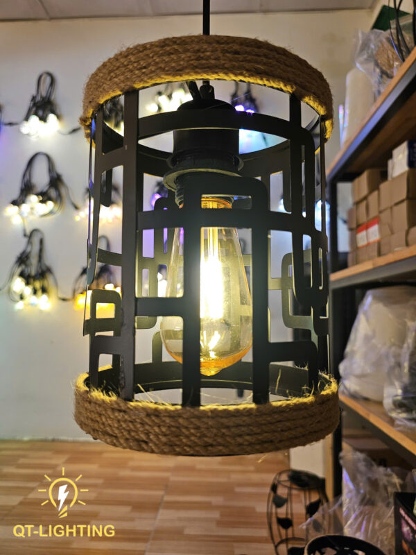 Đèn thả chao sắt đan họa tiết sang trọng- QTlighting