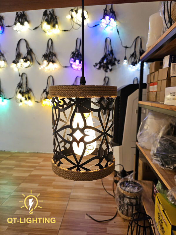Đèn thả chao sắt đan hoa sang trọng- QTlighting